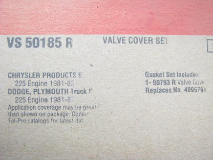 Fel-pro VS50185R Engine Valve Cover Gasket For 1981-1983 Chrysler 225-L6