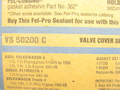 Fel-Pro VS50200C Valve Cover Gasket Set 1979-98 VW Audi 1.5L 1.6L 1.7L 1.8L