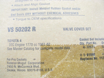 FEL-PRO VS50202R Valve Cover Gasket Set - 1981-1982 Toyota Corolla 1.8L L4