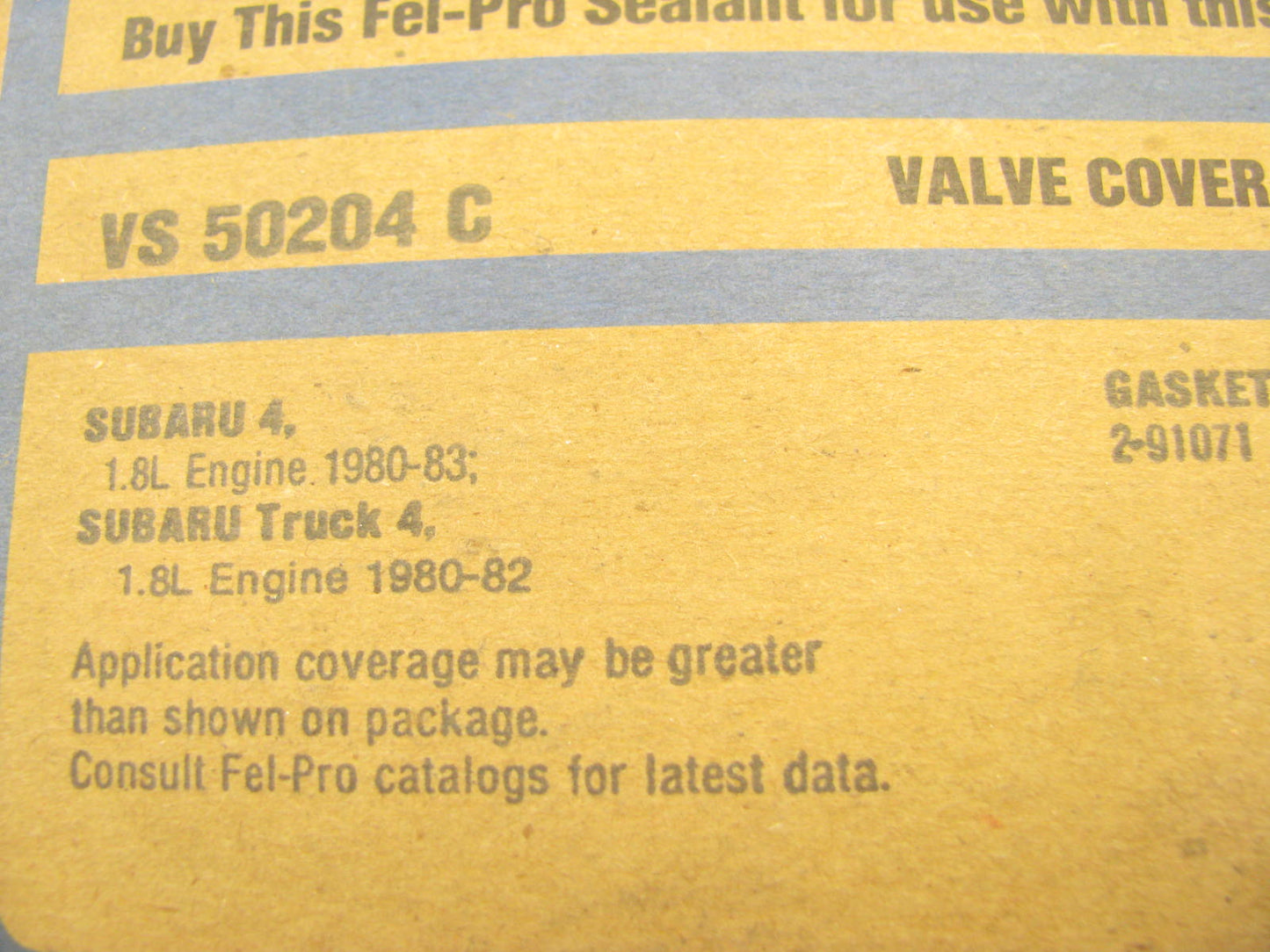 Fel-Pro VS50204C Valve Cover Gasket Set For 1980-87 Subaru 1.8L H4