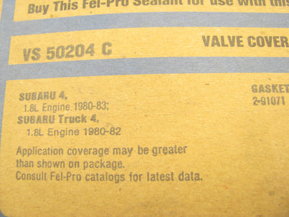 Fel-Pro VS50204C Valve Cover Gasket Set For 1980-87 Subaru 1.8L H4