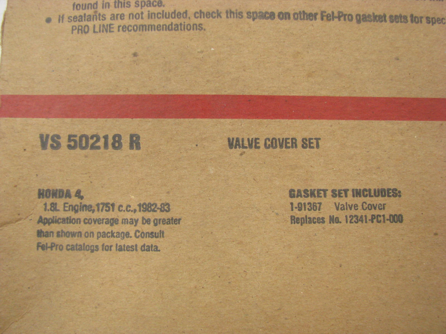 Fel-Pro VS50218R Valve Cover Gasket 1982 Honda Prelude 82-83 Accord 1.8L I4 SOHC