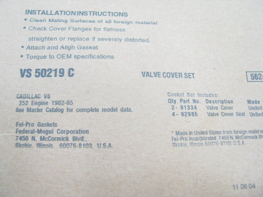 FEL-PRO VS50219C Engine Valve Cover Gasket Set - 1982-1985 Cadillac 4.1L V8