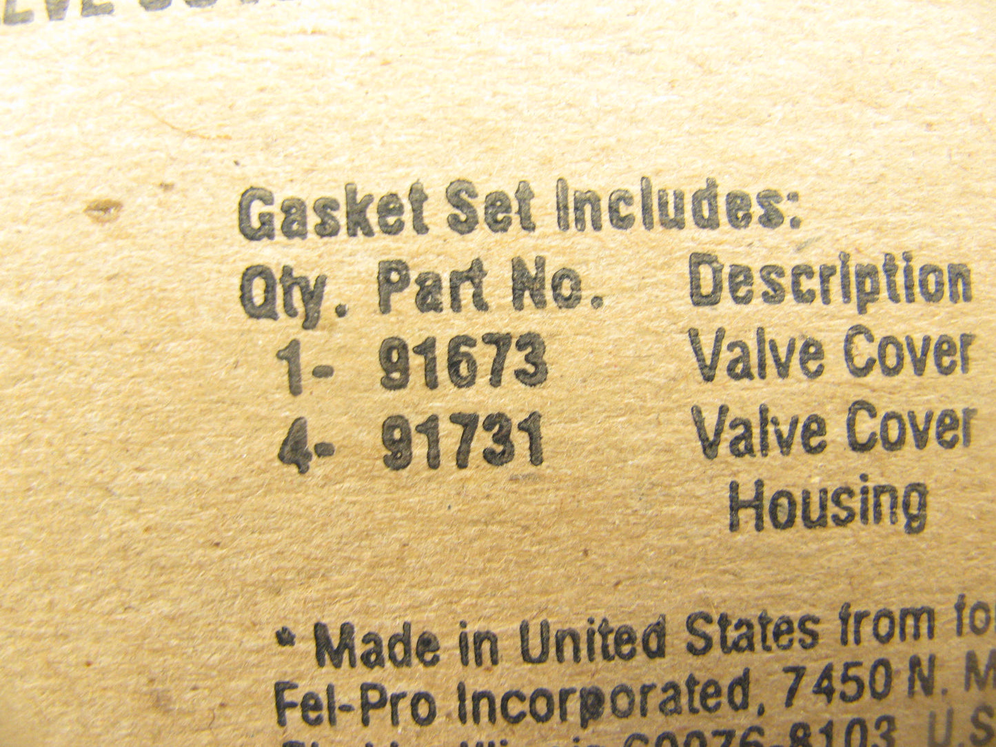 Fel-pro VS50231C Valve Cover Gasket For INTERNATIONAL IHC D206, D268 ENGINE