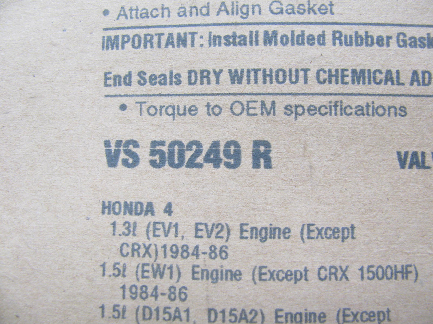 1984-1987 Honda Civic 1.3L 1.5L SOHC Engine Valve Cover Gasket Set FEL-PRO