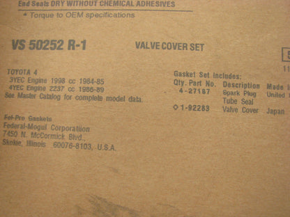 Fel-pro VS50252R-1 Valve Cover Gasket TOYOTA VAN 1984-1989 2.0l 2.2l