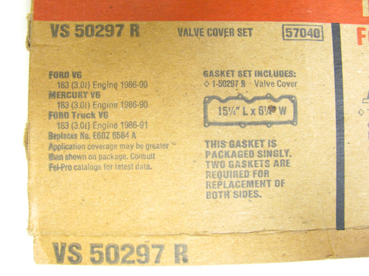 Fel-pro VS50297R Engine Valve Cover Gasket For 1986-1991 Ford Mercury 3.0L V6