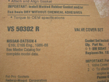 Fel-Pro VS50302R Engine Valve Cover Gasket For 1986-1988 Nissan Sentra