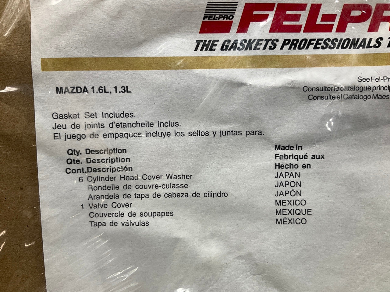 Fel-Pro VS50309R Valve Cover Gasket Set - 1986-1993 Mazda Ford 1.3L, 1.6L