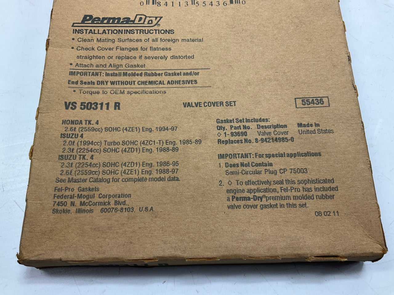 Fel-pro VS50311R Valve Cover Gasket