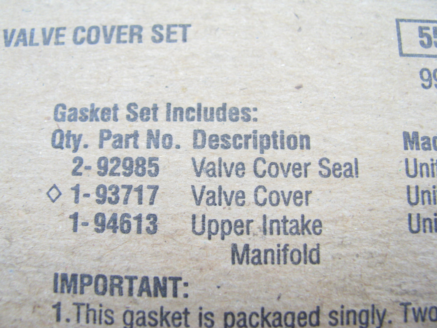 Fel-Pro VS50315R Valve Cover Gasket Set 1987-95 Cadillac 4.1L 4.5L 4.9L V8