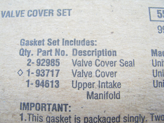 Fel-Pro VS50315R Valve Cover Gasket Set 1987-95 Cadillac 4.1L 4.5L 4.9L V8