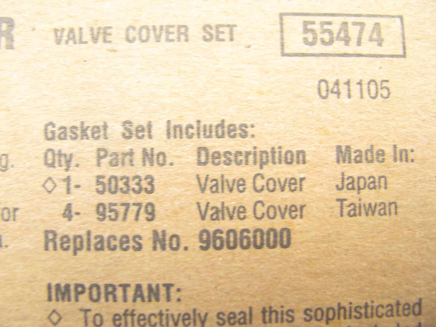 Fel-pro VS50333R Engine Valve Cover Gasket For 1989-2000 Chevy 1.0L L3