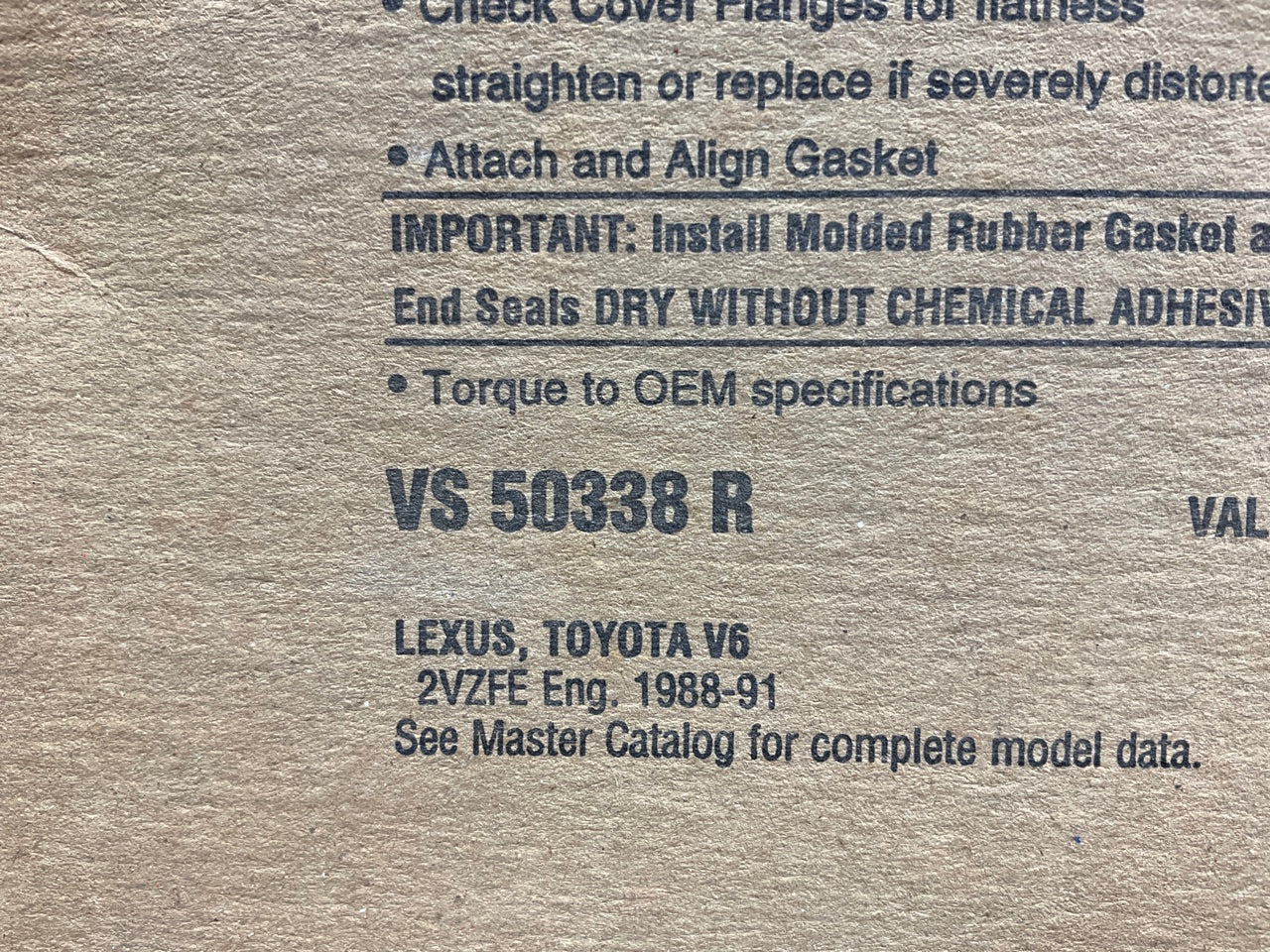 Fel-Pro VS50338R Valve Cover Gasket 1988-91 Toyota Camry 90-91 Lexus ES250 2.5L