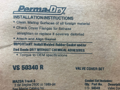 Fel-Pro VS50340R Valve Cover Gasket Set - 1989-94 MAZDA Truck 2.6L