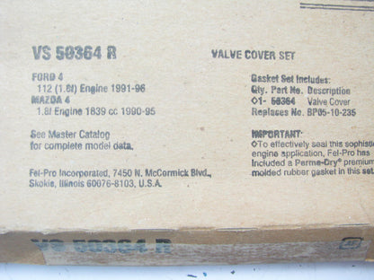 Fel-pro VS50364R Valve Cover Gasket For 1990-1996 Ford Mazda 1.8L I4