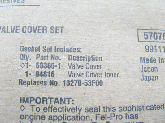 Fel-Pro VS50385R Valve Cover Gasket Set For 1991-94 Nissan 240SX 2.4L KA24DE