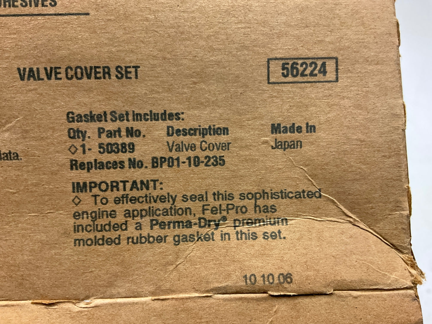 Fel-Pro VS50389R Valve Cover Gasket - 1990-94 Mazda Protege, 1993-94 323 1.8L-L4