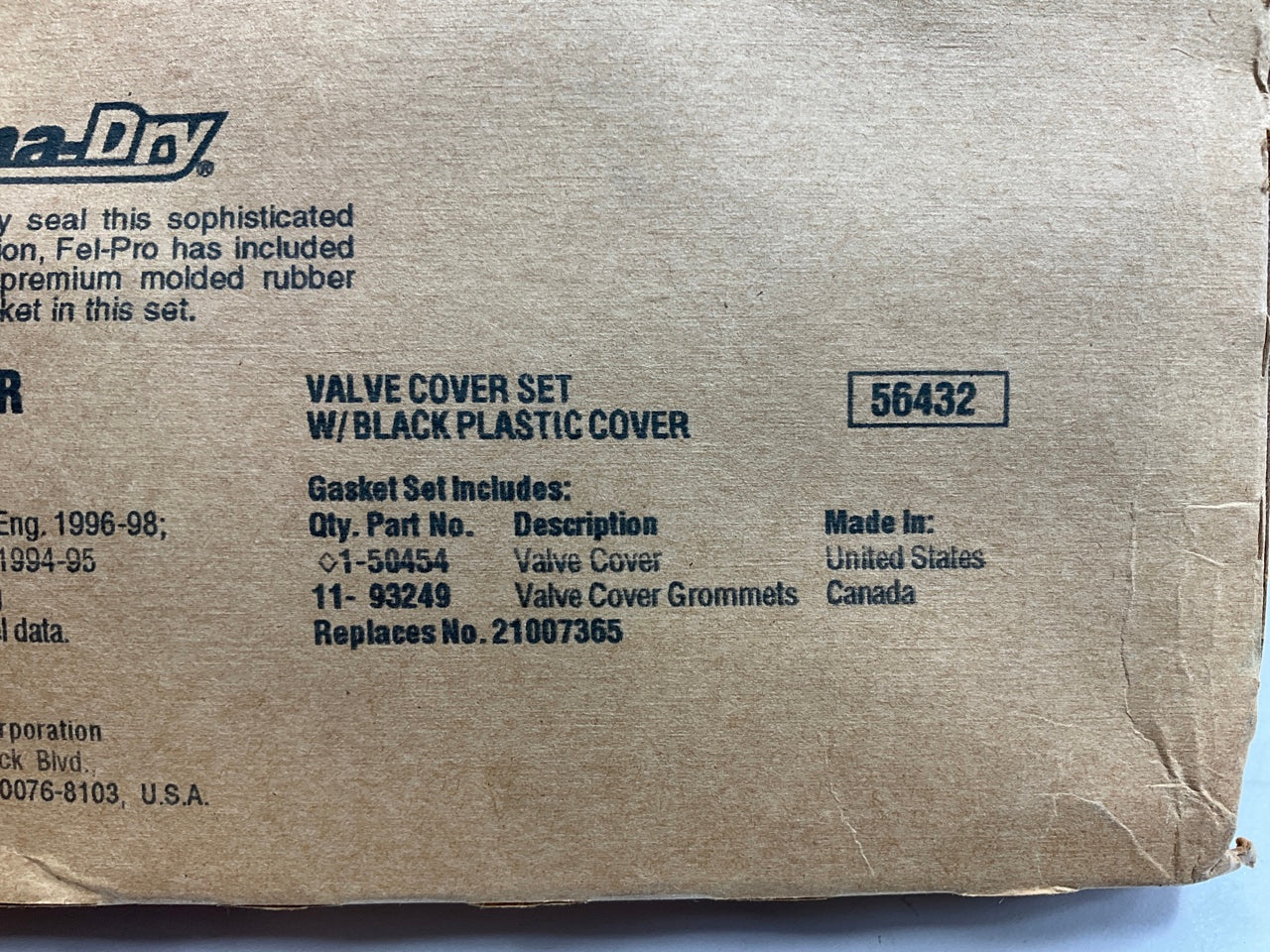 Fel-Pro VS50454R Valve Cover Gasket Set - 1994-98 Saturn 1.9L DOHC