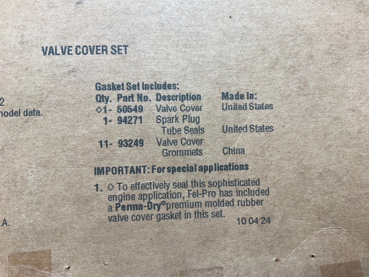 Fel-Pro VS50549R Valve Cover Gasket Set - 1999-2002 Saturn 1.9L DOHC SW2 SL2 SC2