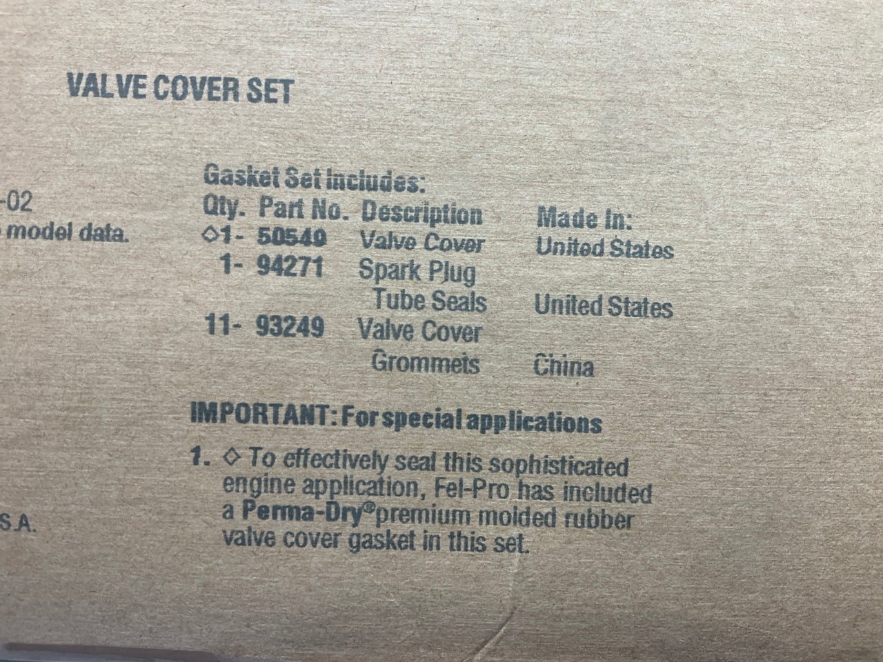 Fel-pro VS50549R Valve Cover Gasket Set - 1999-2002 Saturn 1.9L DOHC SW2 SL2 SC2