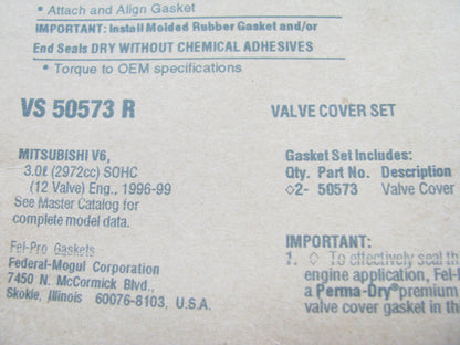 Fel-Pro VS50573R Valve Cover Gaskets Mitsubishi 94-96 Diamante 97-99 3000GT 3.0L
