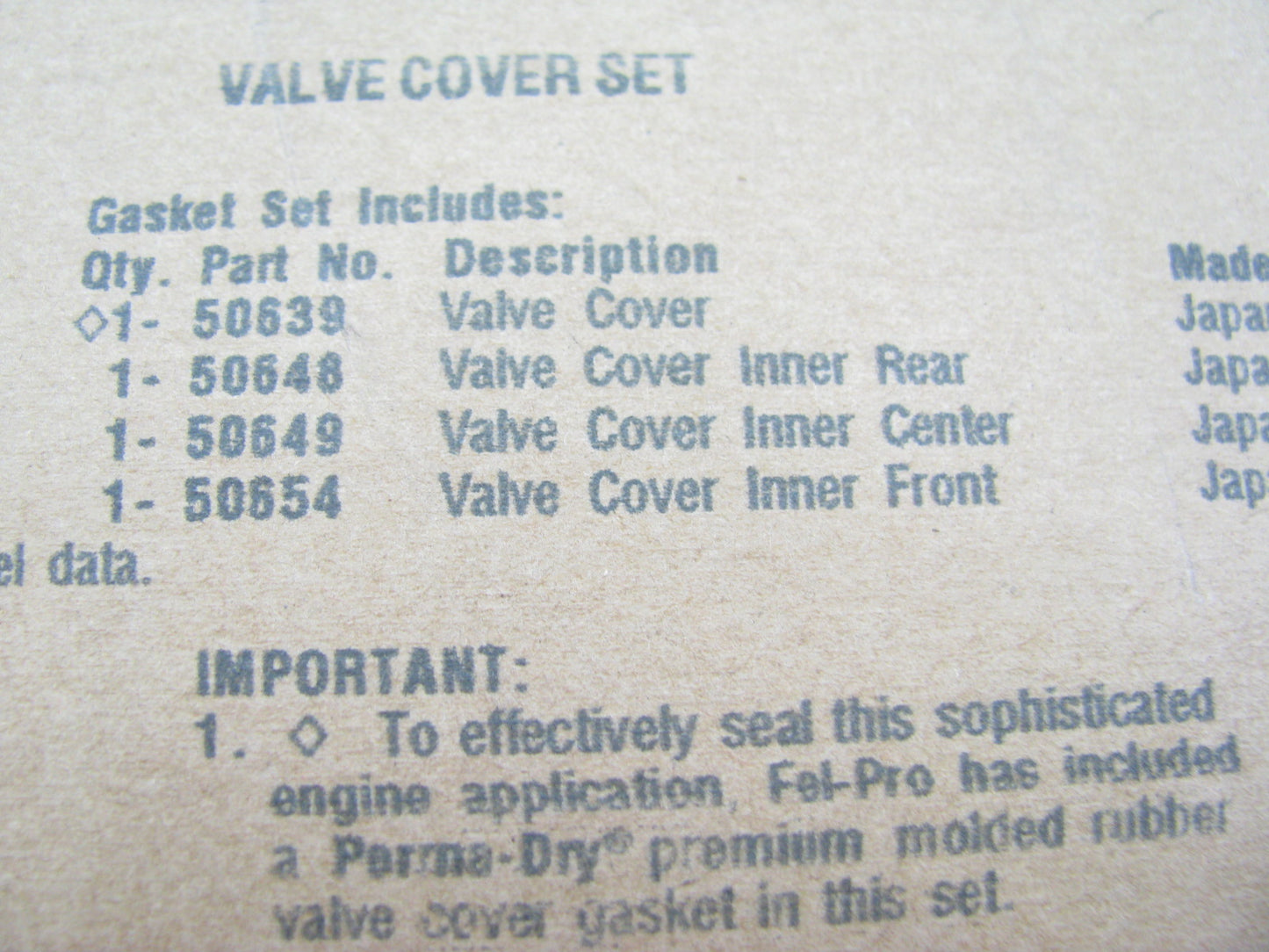 Fel-pro VS50639R Engine Valve Cover Gasket 2003-2013 FORD 2.0L 2.3L I4
