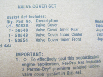 Fel-pro VS50639R Engine Valve Cover Gasket 2003-2013 FORD 2.0L 2.3L I4