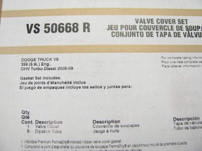 Fel-pro VS50668R Valve Cover Gasket Set For 2006-2013 5.9L 6.7L-L6 Diesel