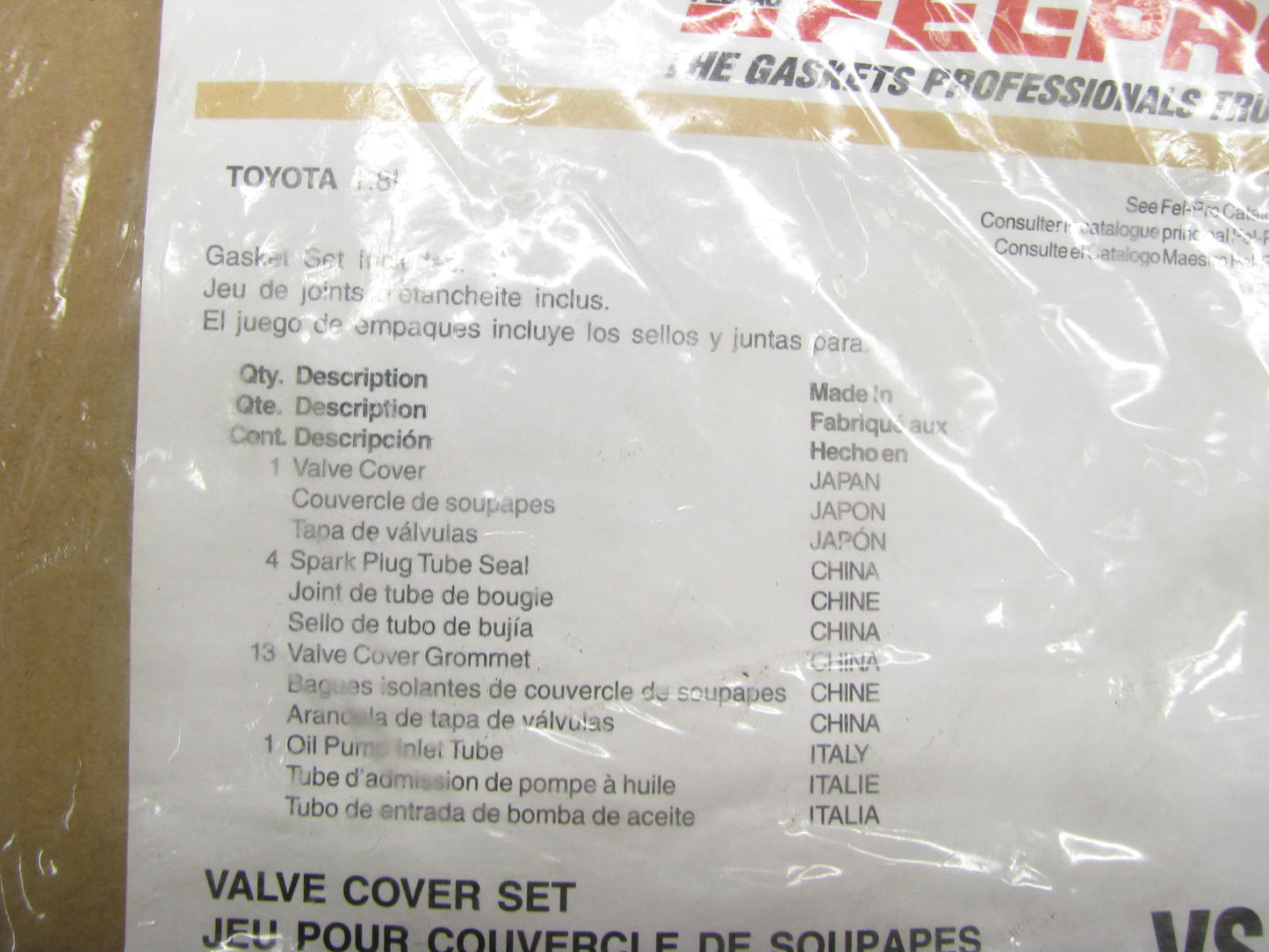 Fel-pro VS50823R Valve Cover Gasket Set For 2010-2020 Toyota 2ZR-FXE 1.8L