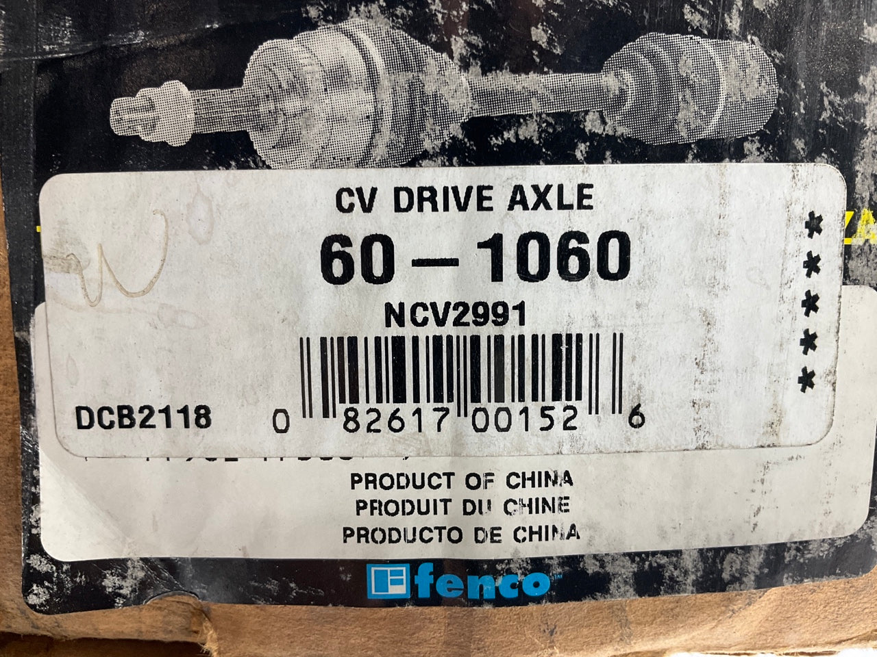 REMAN. Fenco 60-1060 Front Right Passenger Side CV Axle Shaft
