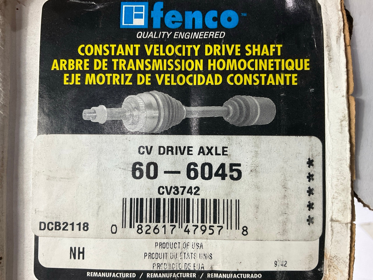 REMAN. Fenco 60-6045 Front Right CV Axle For 1993-1997 Nissan Altima