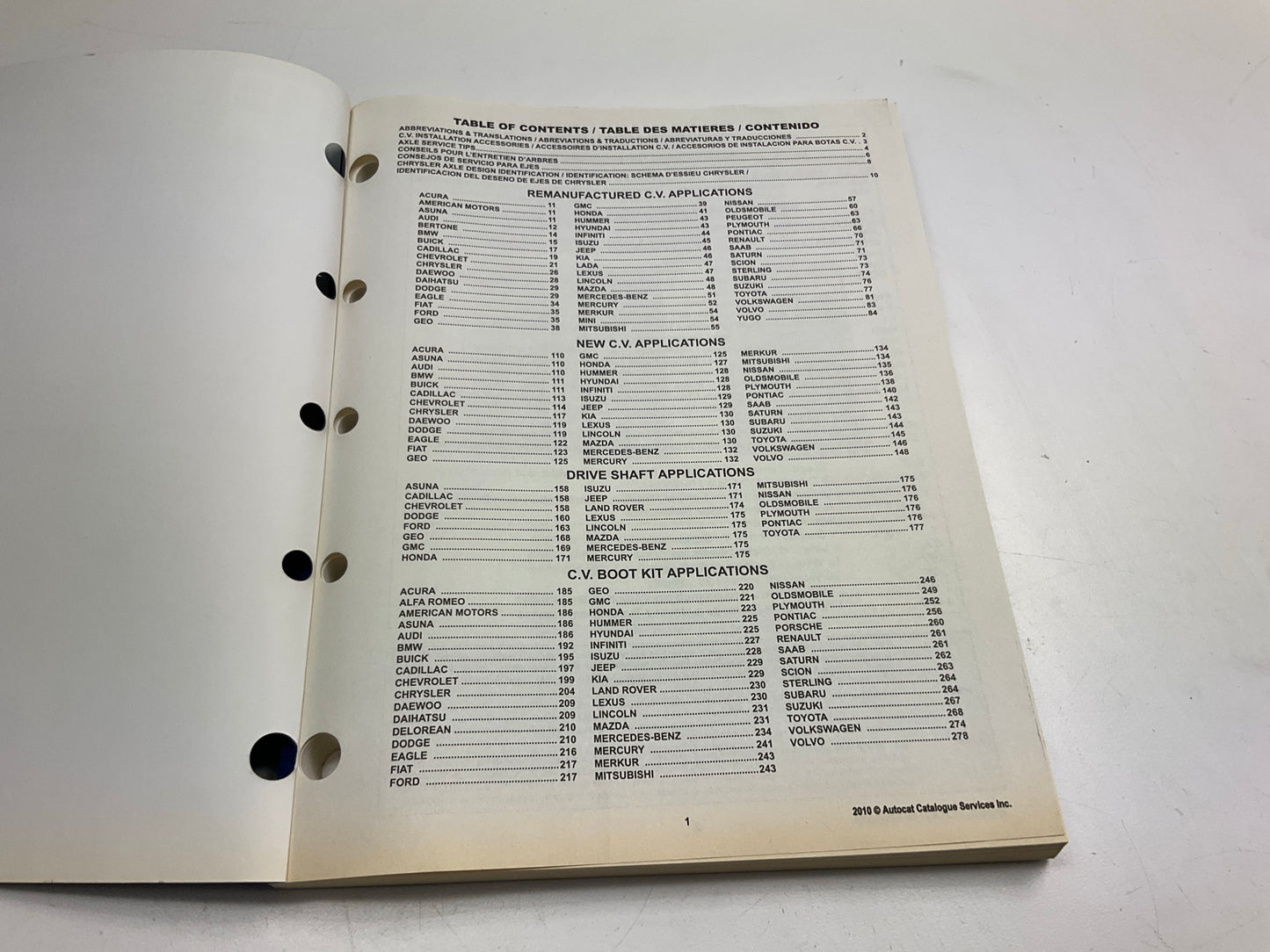Fenco CV-2010 - Reman CV Driveshaft Catalog - USED
