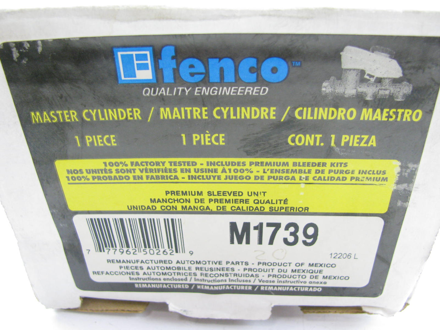 Fenco M1739 Reman Brake Master Cylinder With Reservoir