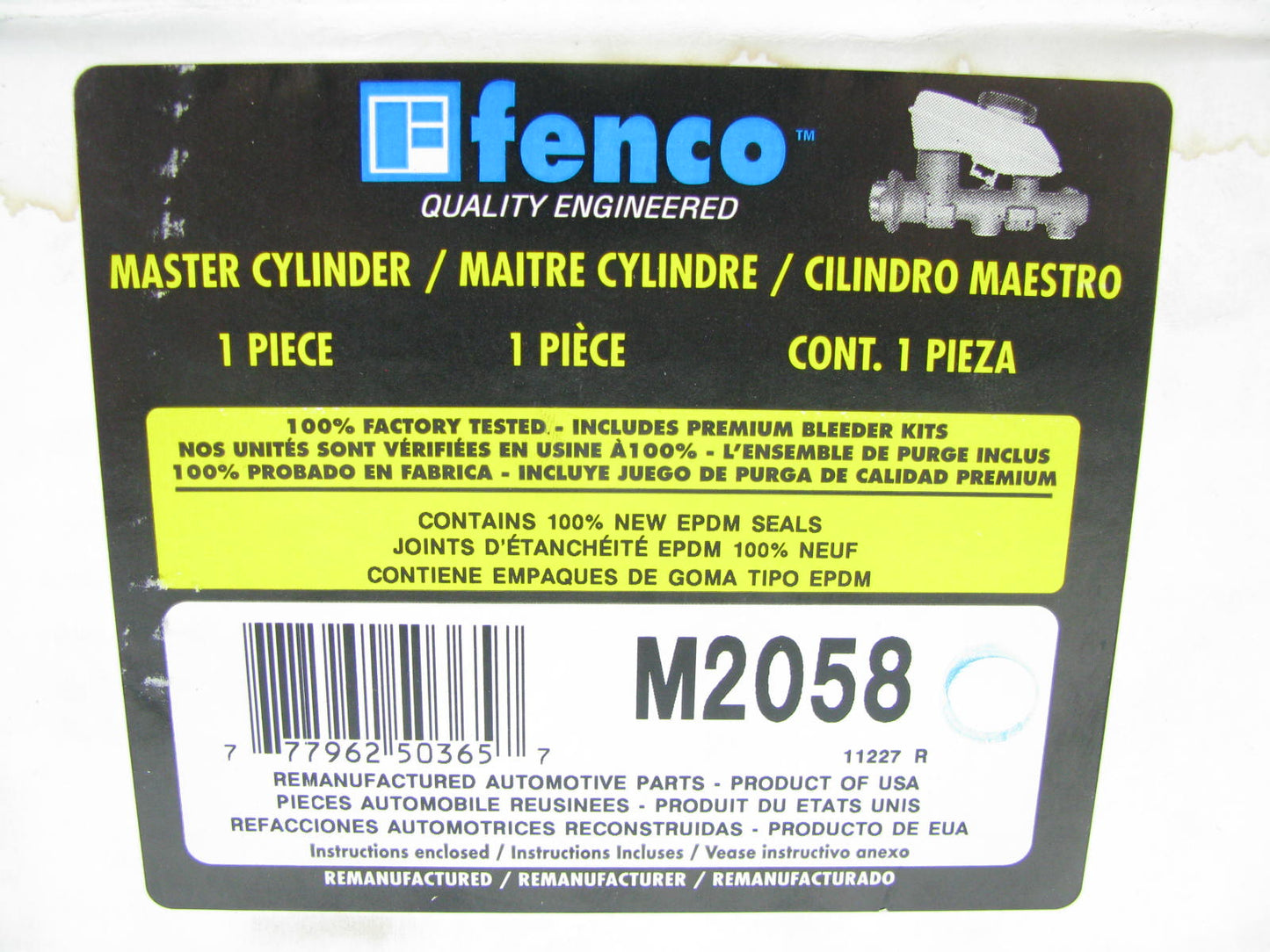 Fenco M2058 Reman Brake Master Cylinder With Reservoir