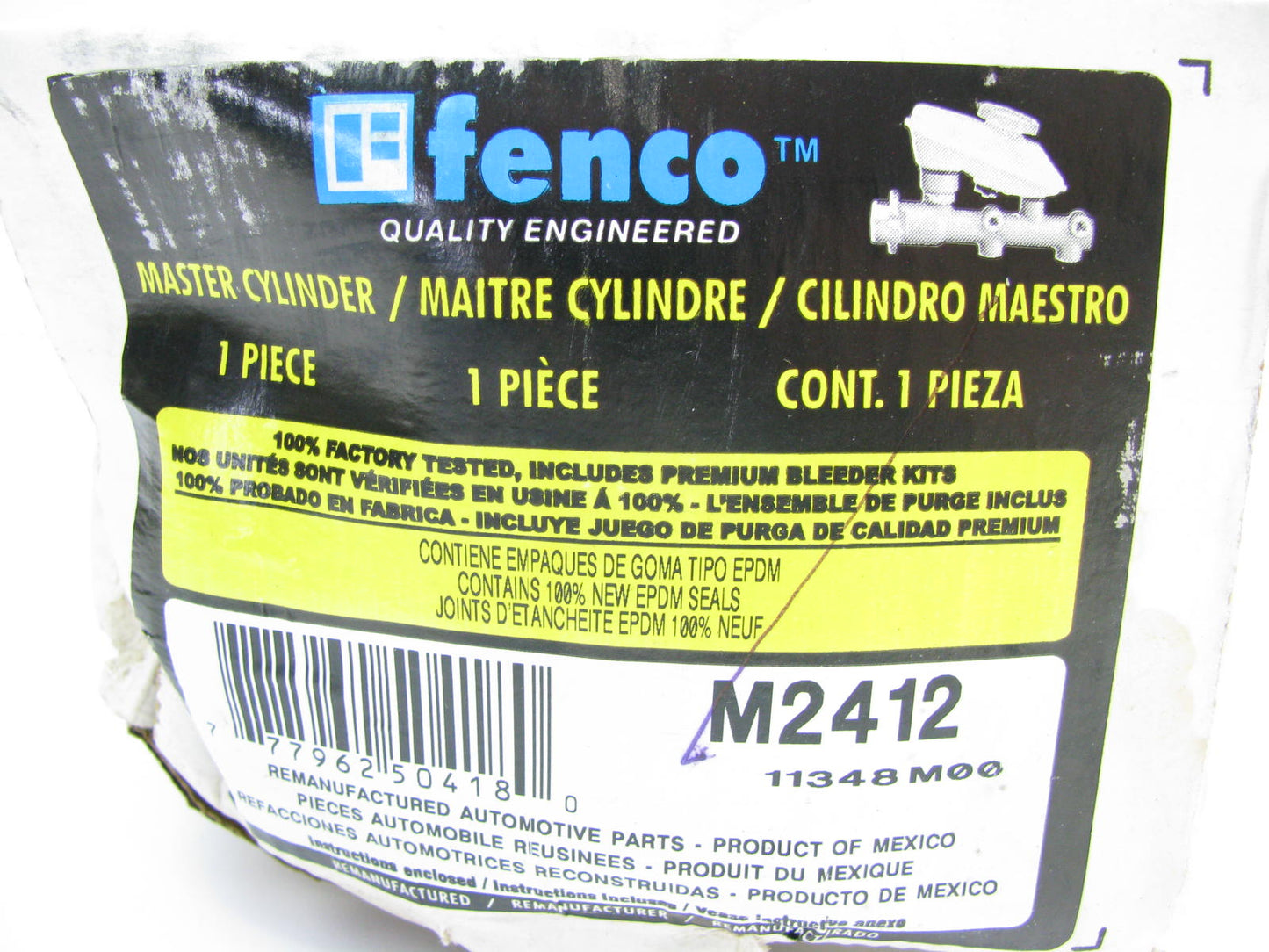 Fenco M2412 Reman Brake Master Cylinder With Reservoir