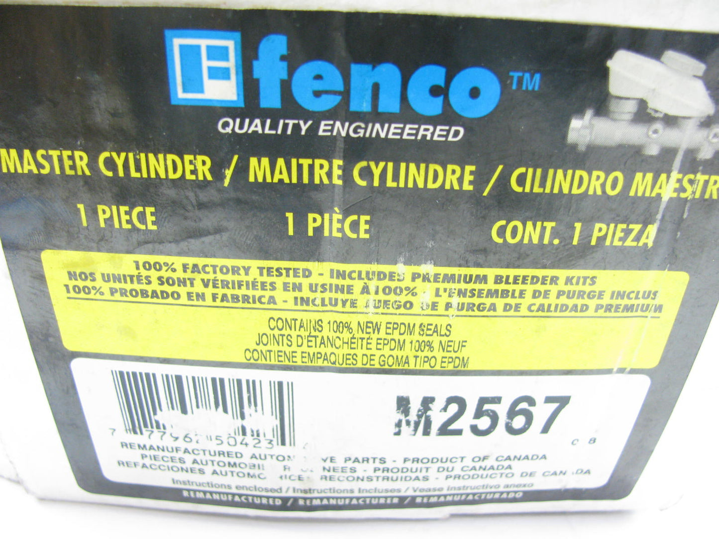 Fenco M2567 Reman Brake Master Cylinder W/O Reservoir