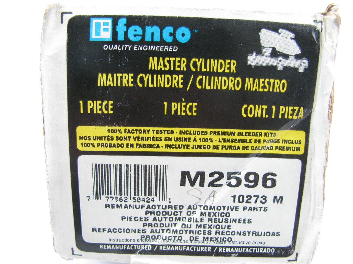 REMAN Fenco M2596 Brake Master Cylinder W/ O Reservoir