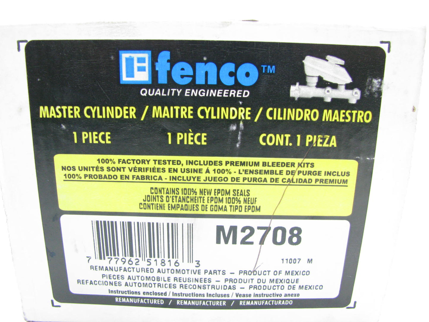 Fenco M2708 Reman Brake Master Cylinder W/O Reservoir