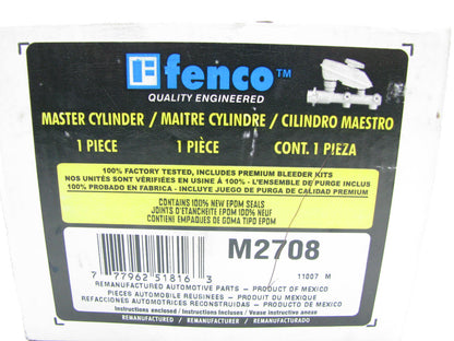 Fenco M2708 Reman Brake Master Cylinder W/O Reservoir