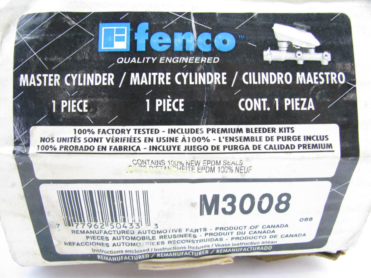 Fenco M3008 Reman Brake Master Cylinder W/O Reservoir