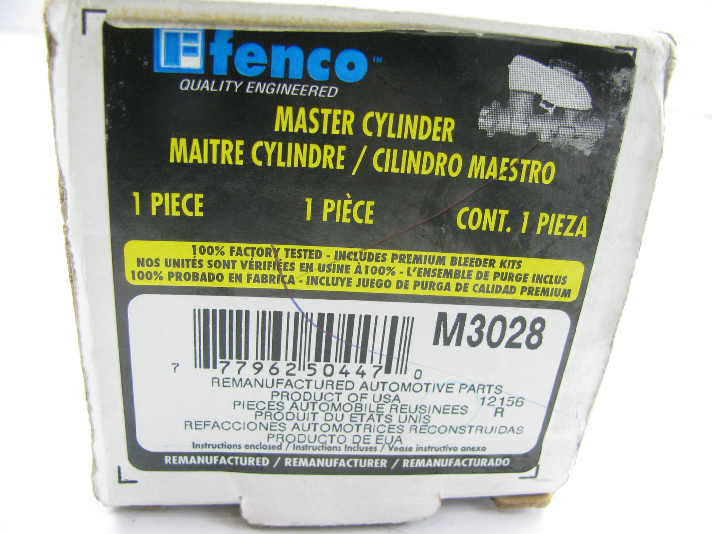Fenco M3028 Reman Brake Master Cylinder W/O Reservoir