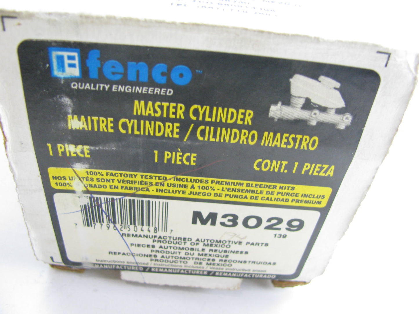 Fenco M3029 Reman Brake Master Cylinder W/O Reservoir