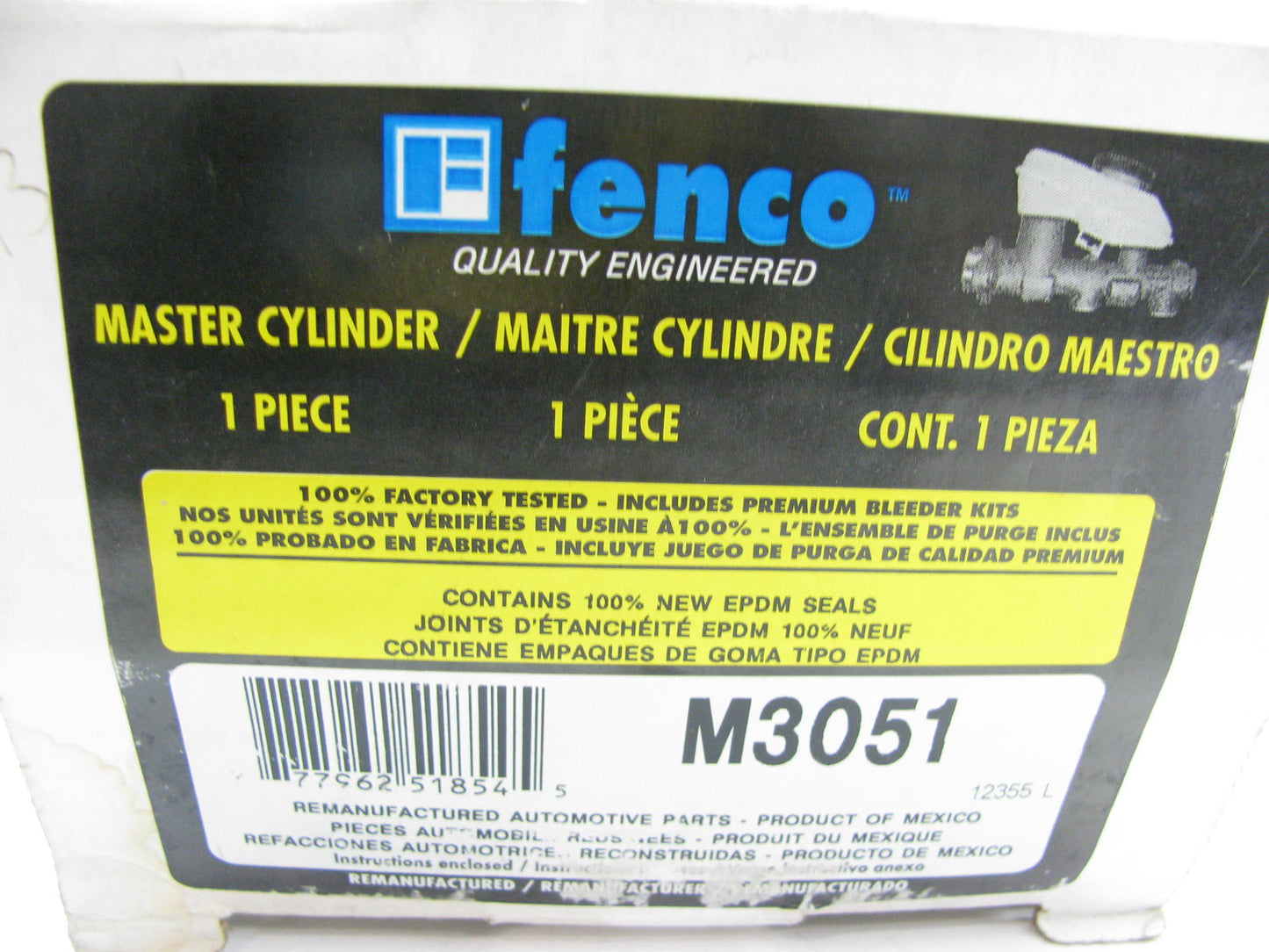 Fenco M3051 Reman Brake Master Cylinder W/O Reservoir