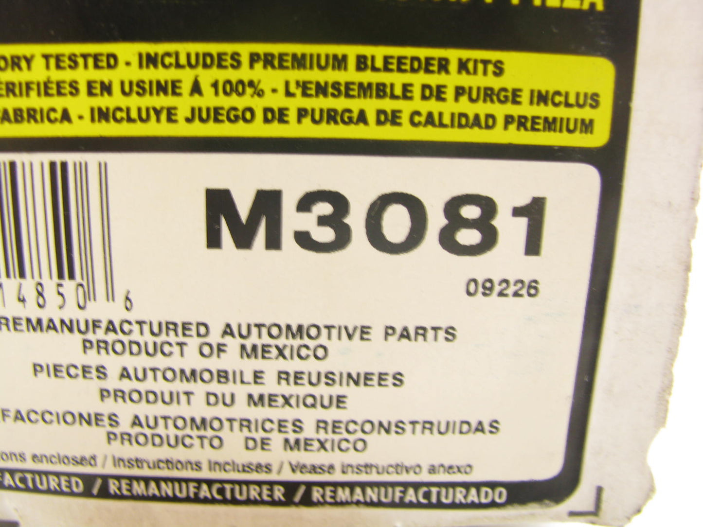 REMAN Fenco M3081 Brake Master Cylinder W/O Reservoir