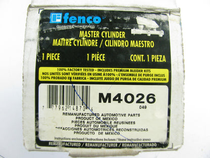 Fenco M4026 Reman Brake Master Cylinder W/O Reservoir