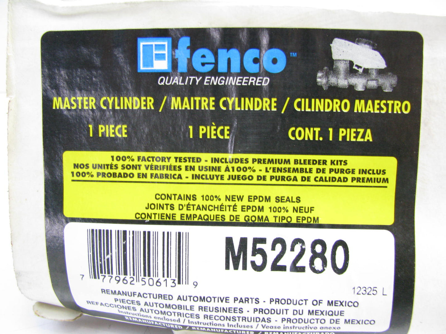 Fenco M52280 Reman Brake Master Cylinder W/O Reservoir