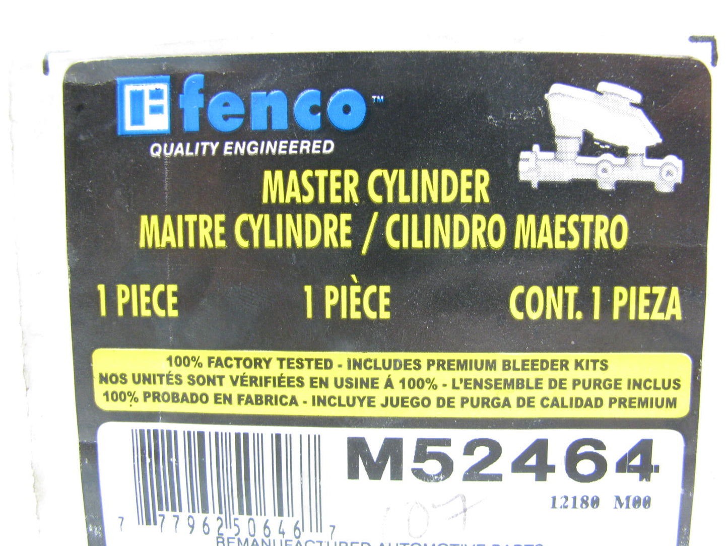 Fenco M52464 Reman Brake Master Cylinder W/O Reservoir