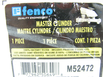 Fenco M52472 Reman Brake Master Cylinder W/O Reservoir