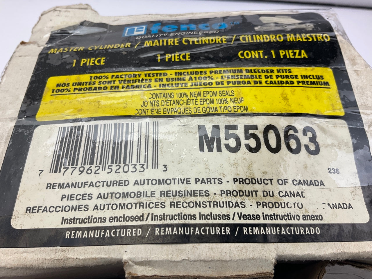 REMAN. Fenco M55063 Brake Master Cylinder WITHOUT RESERVOIR TANK